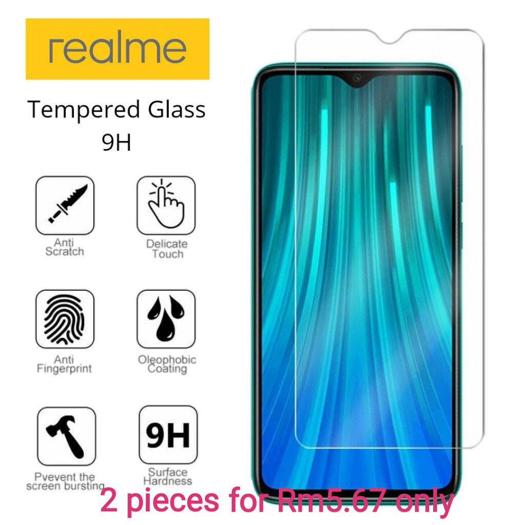 (2 ชิ้น) Realme 6/6i/6 Pro/C3 XT/X2 Pro/5/5 Pro/C1/C2/2/2 Pro/3/3 Pro กระจกนิรภัย 9H