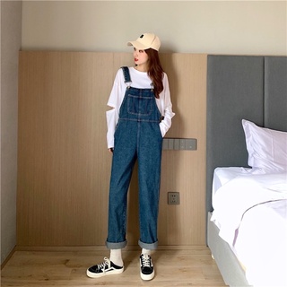 Many Jeans Overalls เอี๊ยมกางเกงขายาวสียีนส์ขากางเกงทรงกระบอกพร้อมส่ง