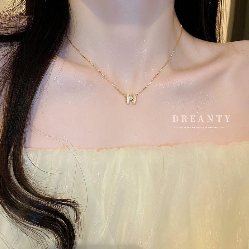 ทอง สร้อยคอโซ่ชุบทองแท้ ประดับเพทาย จี้ตัวอักษร H แบบเรียบง่าย แฟชั่นเรโทร สไตล์เกาหลี  สําหรับผู้หญิงสร้อยคอแฟชั่น