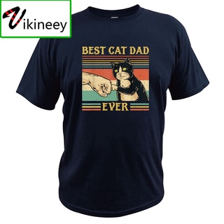 เสื้อยืดผ้าฝ้าย 100% พิมพ์ลาย Best Cat Dad Ever Paw Fist Bump Fit คุณภาพสูง สไตล์วินเทจ เรโทร สําหรับผู้ชาย