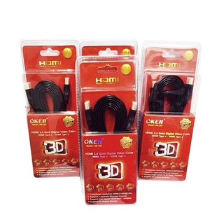 สาย HDMi TO HDMI CABLE FUII HD 1080 3D รุ่นOKER  HD-302 3M/ 1.4  GOLD  สาย เเบน {สีดำ}