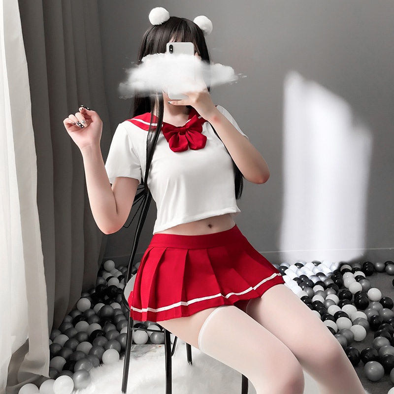 ชุดนักเรียนญี่ปุ่นและเกาหลีล้วนๆ คอสเพลย์ แบบปกกะลาสีเรือพร้อมเนคไท M-2XL T-028 - รูปที่ 5