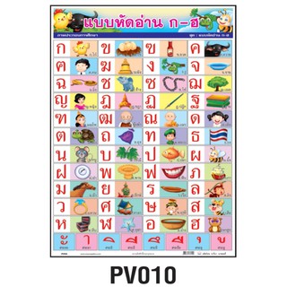 โปสเตอร์แบบหัดอ่าน ก-ฮ  #PV010 โปสเตอร์สื่อการเรียนการสอน โปสเตอร์พลาสติก