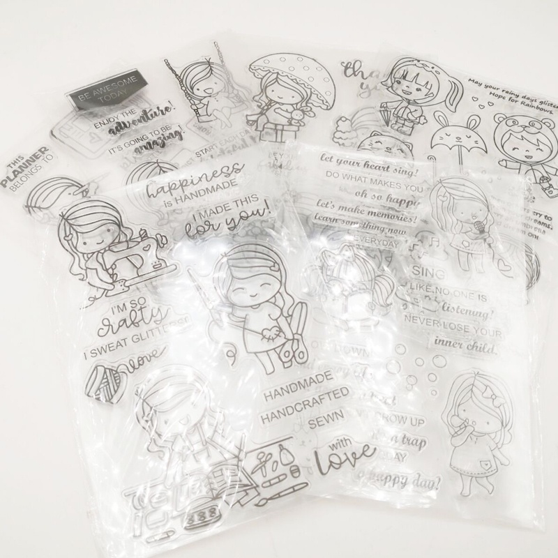 น่ารักสาวซิลิโคนใสแสตมป์ยาง Cling ไดอารี่ Scrapbooking DIY