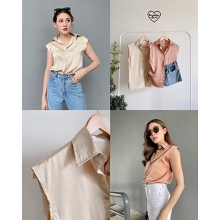 Paradise Official - Premium Silk Satin เสื้อเชิ้ตแขนกุด