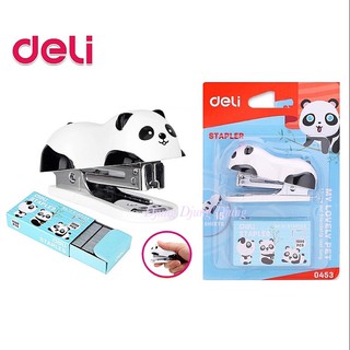 ที่เย็บกระดาษพกพารูปแพนด้า 12 แผ่น พร้อมลวด Deli 0453 Stapler Set เครื่องเย็บกระดาษ ที่เย็บกระดาษ