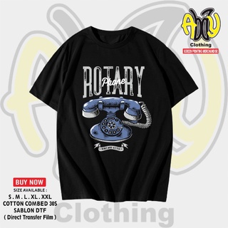 เสื้อยืดแขนสั้น ผ้าฝ้าย พิมพ์ลาย Dtf Screen Distro Writing PHONE ROTARY Combed 30s สีดํา ไซซ์ S M L XL XXLสามารถปรับแต่ง