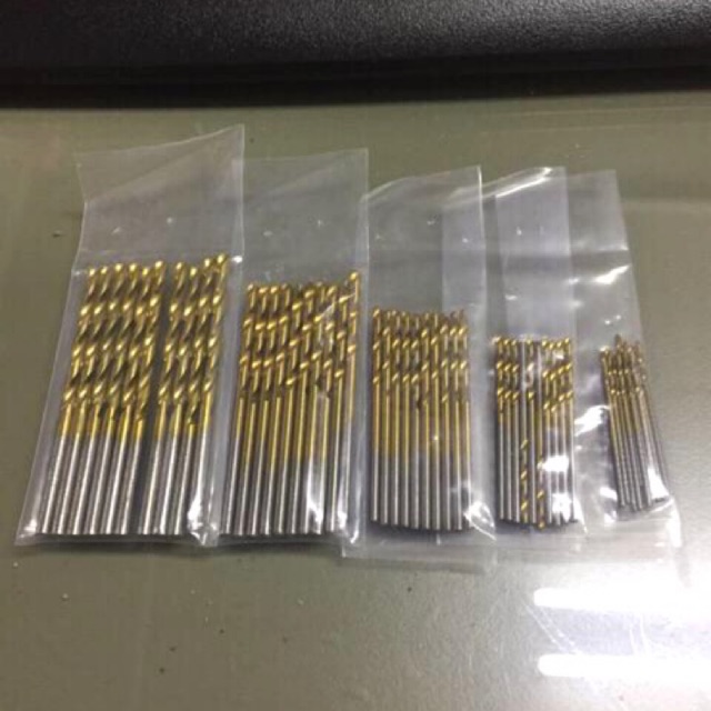 ดอกสว่าน ก้านตรง HSS เจาะเหล็ก ชุบ TiN ไททาเนียม สีทอง ขนาด 1.0-3.0 mm. แพค 10 ดอก ( ราคา ต่อแพค ) คุณภาพดี ราคาถูก