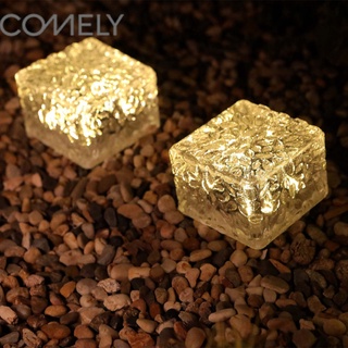 COMELY แสงอิฐน้ำแข็งพลังงานแสงอาทิตย์ 4LED ตกแต่งภูมิทัศน์สวนกลางแจ้งสนามหญ้าใต้ดินแสงเลียนแบบกระเบื้องปูพื้นแก้ว light