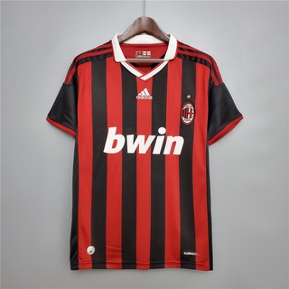 เสื้อกีฬาแขนสั้น ลายทีมชาติฟุตบอล Milan 09-10 ชุดเหย้า สไตล์เรโทร