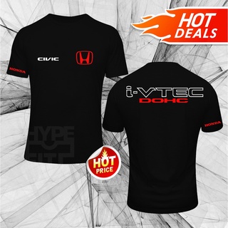 คอตต้อนคอกลมใหม่ เสื้อยืดแขนสั้น พิมพ์ลายโลโก้ Honda Civic I-Vtec Dohc ไซซ์ XS S M L XL 2XL 3XL 4XL 5XLS-5XL