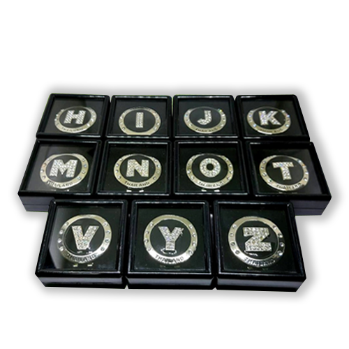Golfaholic Alphabets Crtstal Ball Markers  - กอล์ฟ บอลมาร์คเกอร์ ตัวอักษรอังกฤษ ฝังคริสตัล