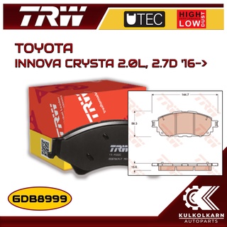 ผ้าเบรคหน้า TRW สำหรับ INNOVA CRYSTA 2.0L, 2.7D 16-&gt; (GDB8999)