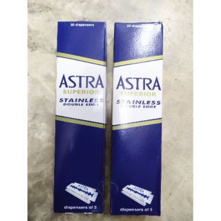 ใบมีดโกน2คมยี่ห้อ ASTRAกล่องน้ำเงิน