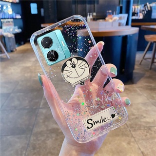 ใหม่ เคสโทรศัพท์มือถือแบบนิ่ม TPU ใส ลายโดราเอมอน กลิตเตอร์ ดาวอวกาศ สําหรับ VIVO Y02S Y77 5G Y02S