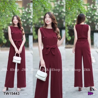 TW15443  จั้มสูทขายาว ดีไซส์เกร๋ เนื้อผ้า Cotton linin ผ้าดีมาก. ทรงสวยมาก มีเชือกผ้าให้สำหรับผูกโบว์ Cotton linin