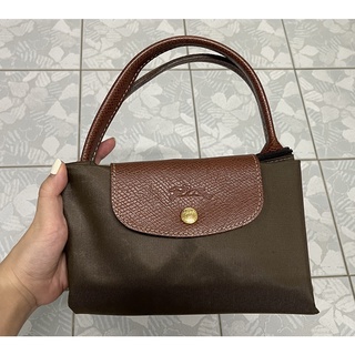 พร้อมส่ง!!! แท้ 💯% USED กระเป๋า LONGCHAMP รุ่น LE PLIAGE ORIGINAL TOP HANDLE BAG M Short หูสั้น สีเขียว Khaki