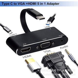 5in1 USB 3.1 Type C to HDMI+VGA Female Adapter