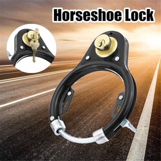 【Good_luck1】สายล๊อคจักรยาน  Vintage Bike Bicycle Lock Pad Lock Wheel Lock Set Iron Black