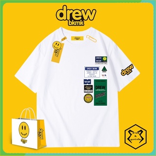 ☽﹍Drew smiley face mens short-sleeved T-shirt House Ouyang Nana with the same tide  ผ้าฝ้าย 100%