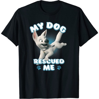 เสื้อยืดผ้าฝ้ายพรีเมี่ยม เสื้อยืด พิมพ์ลาย Disney Bolt My Dog Rescued Me Paw