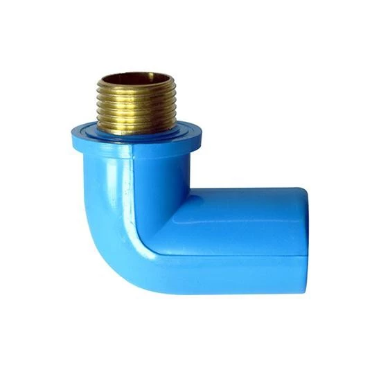 ข้องอเกลียวนอกทองเหลือง พีวีซี PVC ขนาด 1/2" (4 หุน)