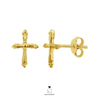 Haus of Jewelry BOHEMIAN CROSS STUD EARRINGS ต่างหูเงินแท้