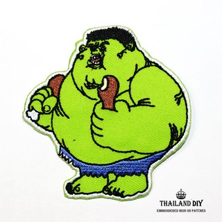 [ ตัวรีดติดเสื้อ ลายการ์ตูน ตลก เดอะฮัค อ้วน กินจุ  ] Funny The Hulk Patch งานปัก DIY ตัวรีด อาร์ม ติดเสื้อ เท่ๆ แนวๆ