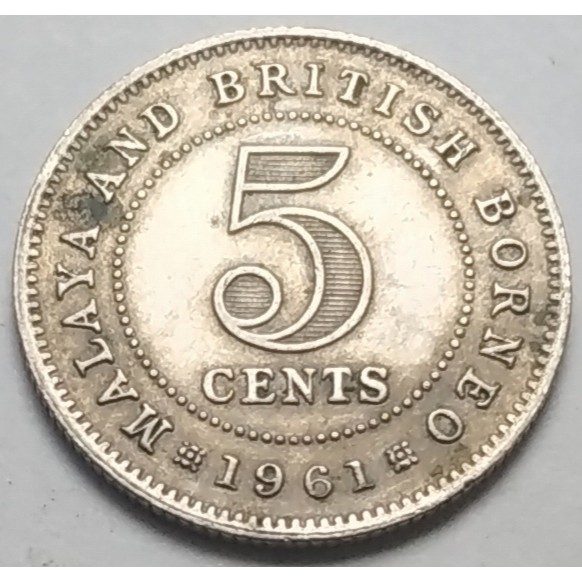 แหลมมาลายูยุคอาณานิคมของอังกฤษ (Malaya : Malaysia), ปี 1961, 5 Cents,  Queen Elizabeth II