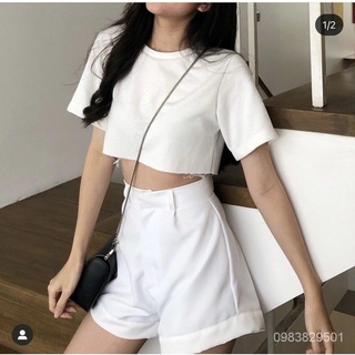 Crop top ❤️ เสื้อครอปผ้าร่องริบอย่างดี ใส่กับอะไรก็เก๋ เเต่งได้หลายเเนว dDY3