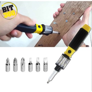 ไขควงอเนกประสงค์ BIT 360 พร้อมหัวไขควง 6 ชิ้น Screwdriver 6 in 1