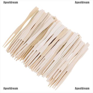 Ageofdream ส้อมไม้ไผ่ สําหรับทําบาร์บีคิว 100 ชิ้น