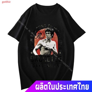 gothic เสื้อยืดยอดนิยม Lee Xiaolong Fanfu Academy Oakland เสื้อยืดลําลองสําหรับผู้ชายแขนสั้นคอกลม Oversized Short sleeve