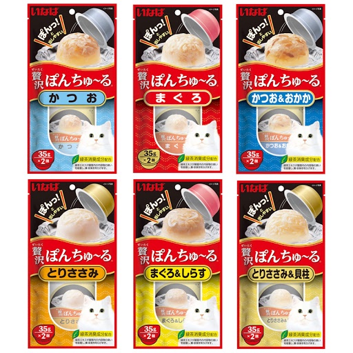 ขนมน้องแมวญี่ปุ่นแบบเปียก Ciao Inaba Pon Churu พอน ชูหรุ ขนมแมวเลียแบบถ้วย ขนาด 35g*2ถ้วย 1แพคมี 2ถ้