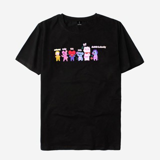 เสื้อยืดคอกลมAlimoo เสื้อยืดแขนสั้นผ้าฝ้ายพิมพ์ลาย BTS สำหรับผู้ชาย XXS 4XLS-4XL