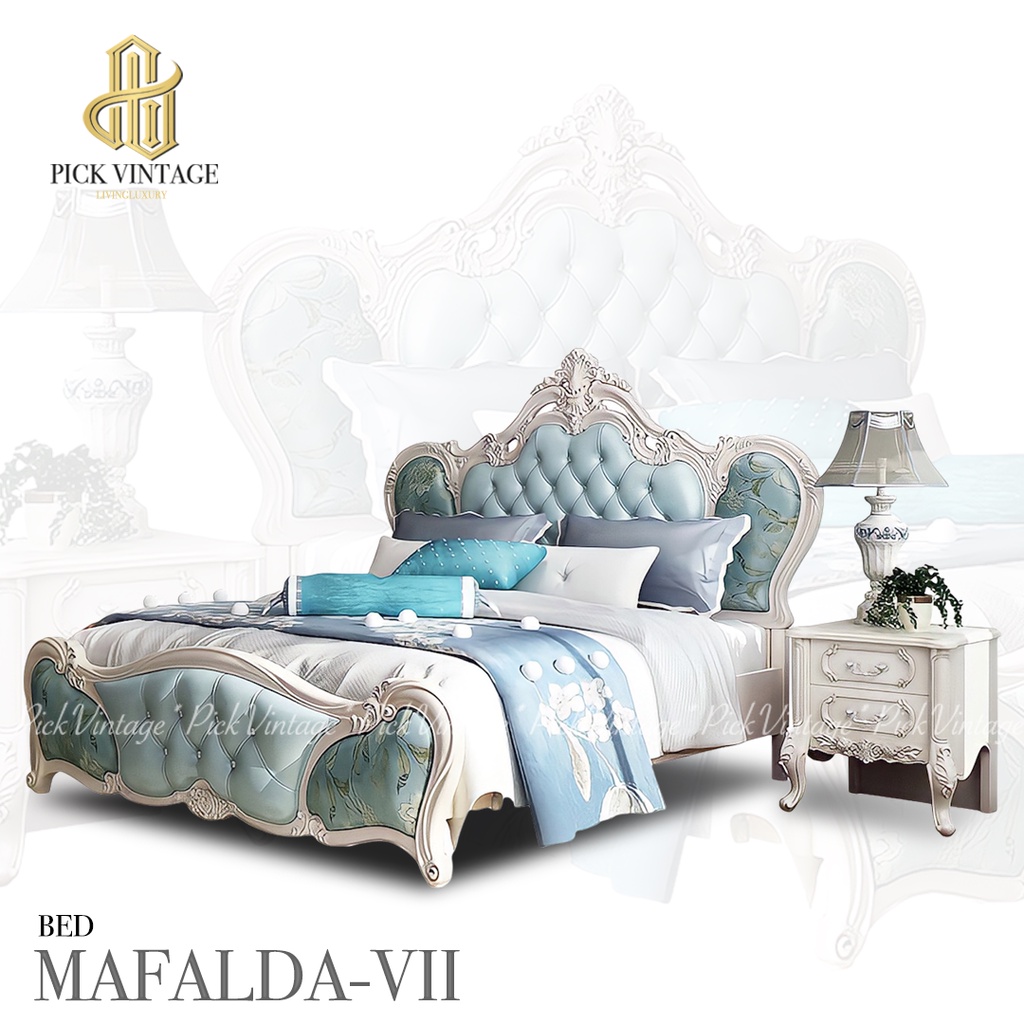 MAFALDA-VII BED เตียงนอนเจ้าหญิง หลุยส์ 6ฟุต สีซอฟท์ไวท์ รุ่น มาเฟลดา 7