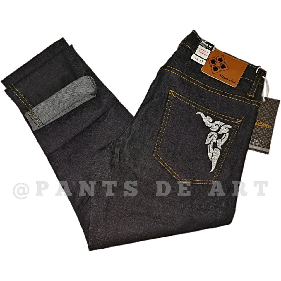 PANTS DE ART - กางเกงยีนส์ชาย ทรงเดฟและกระบอกเล็ก เป้าเป็นซิป งานปักลายไทย งานละเอียดสวยมาก