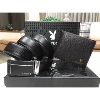 💯👍 �� Best Item!! เอาใจคุณผู้ชายกับ PLAYBOY LEATHER BELT &amp; WALLET VALUE PACK Limited Edition จาก Playboy 🍭