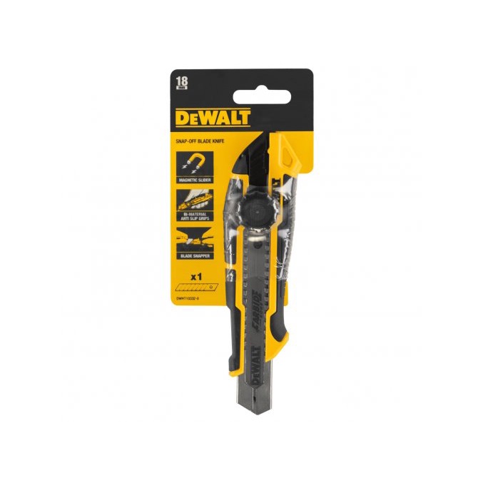 DEWALT มีดคัตเตอร์ ขนาด 18 มม. รุ่น DWHT10332-0 ที่จับกระชับ สะดวก ไม่ลื่น ของแท้100%
