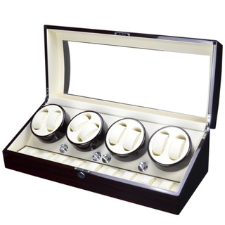 Watch Winder กล่องหมุนนาฬิกา ออโตเมติก แบบอโตเมติก 8 เรือน ควอตซ์ 9 เรือน สีน้ำตาลลายไม้/สีครีม