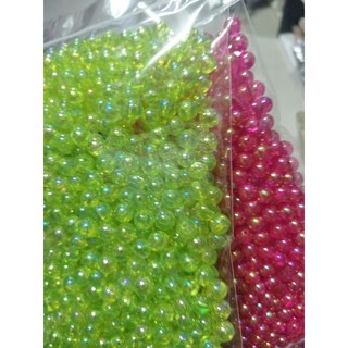 ลูกปัดมุกสร้อยข้อมือสีขาวรุ้งขนาด8มิลเกรดเอ สีสวย(หนัก40กรัม)