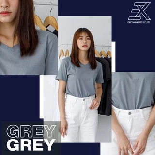 Expogarment เสื้อยืด คอกลม คอวี สีพื้น (ท็อปดรายอ่อน ท็อปดรายเข้ม เทา เทาดำ) ไม่มีตะเข็บข้าง S-2XL หดเกิน3%ยินดีคืนเงิน