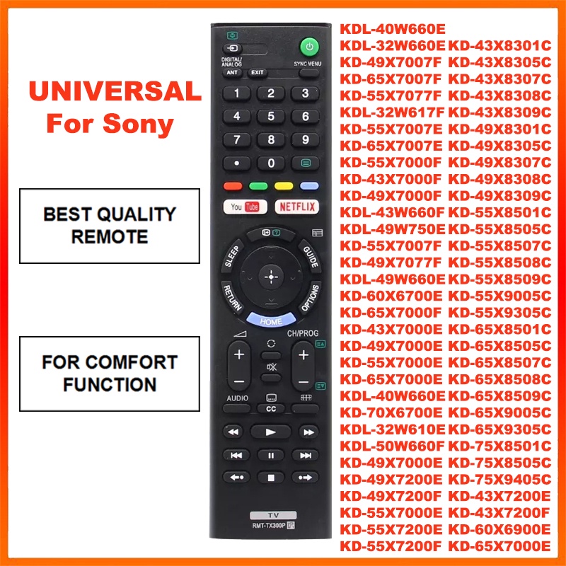 Universal Sony TV BRAVIA SMART LCD LED ANDROID Remote สมาร ์ ทปุ ่ มรีโมทคอนโทรลใหม ่ RMT-TX300P สําหรับ Sony TV Remote RMT-TX300E RMT-TX300U KD-55X7000E RMF-TX200U XBR-65X900E