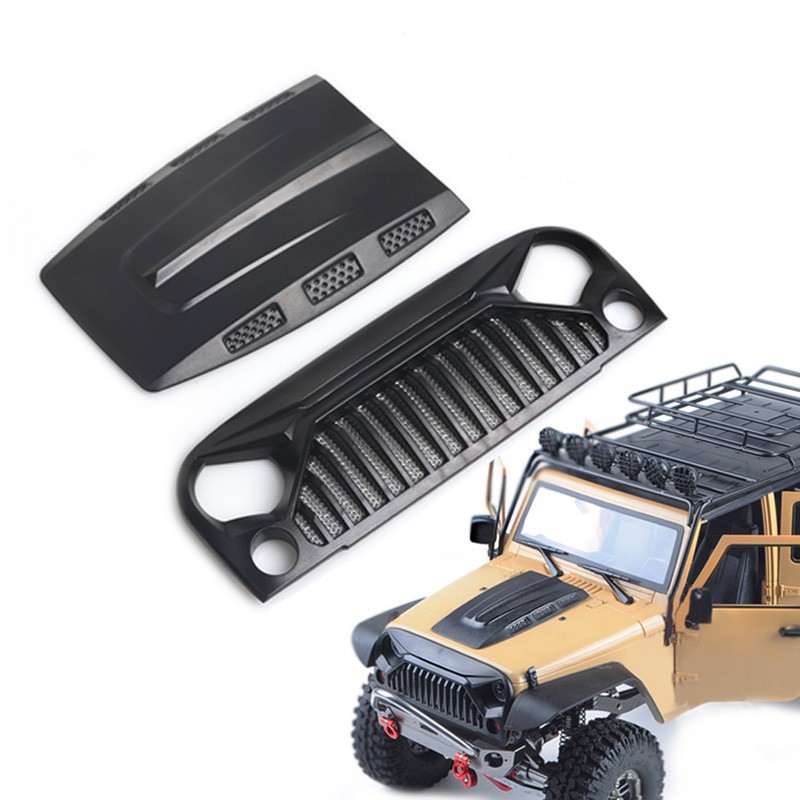 RC รถ Air Inlet Grille ด้านหน้าเครื่องยนต์ Hood สําหรับ sa 1/10 RC Crawler Axial SCX10 90046 Jeep Wr