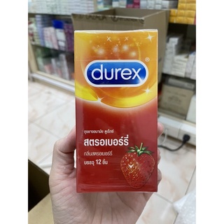 Durex strawberry กล่องใหญ่ 12 ชิ้น