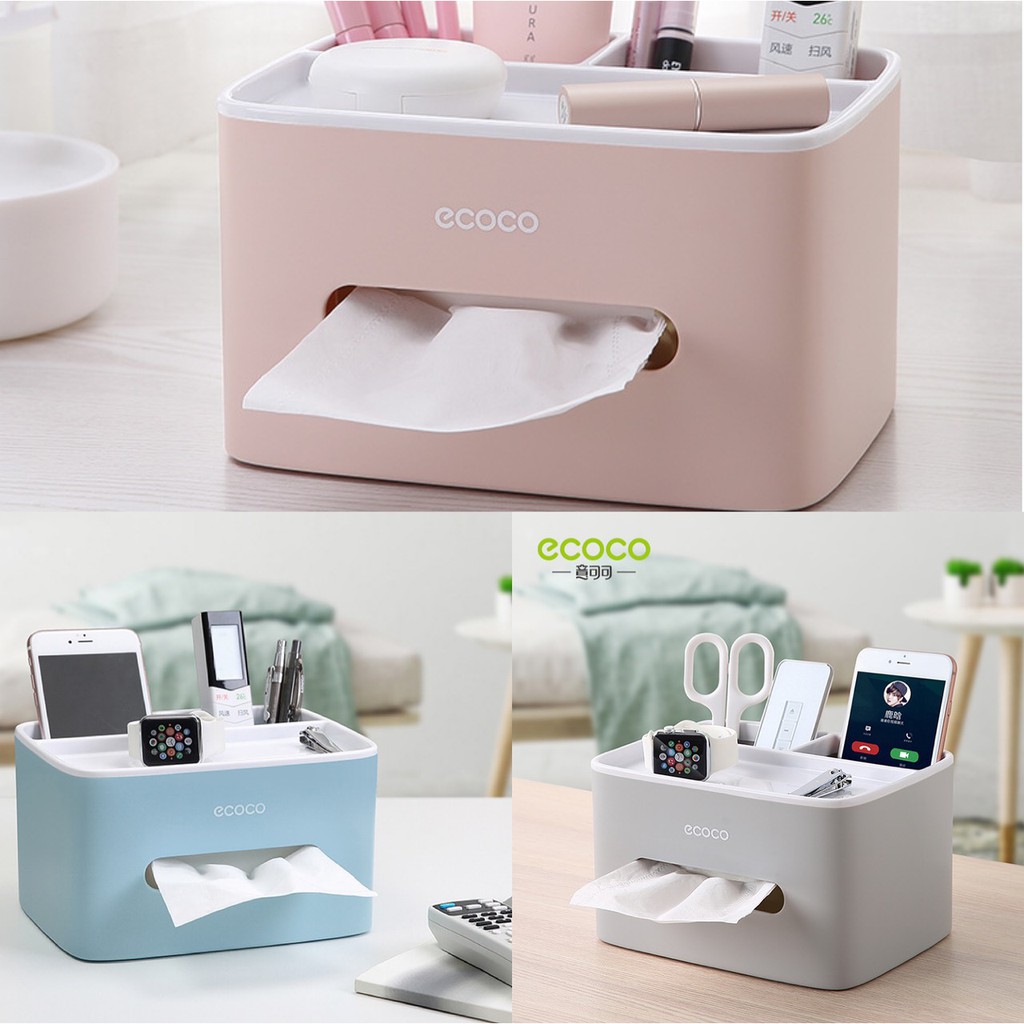 ecoco กล่องใส่ทิชชู่มัลติฟังก์ชั่น กล่องทิชชู่อเนกประสงค์ กล่องใส่ทิชชู่ E1602