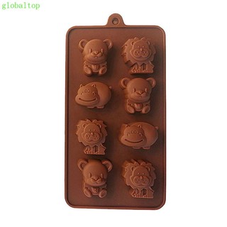 8 Grid 3D Hippo Bear Lion DIY Cake Mold Small Animal Jelly Chocolate Soap DIY Kitchenware Bakeware Mould