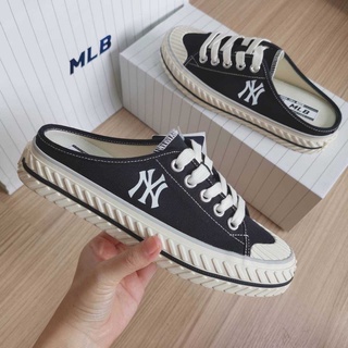 พร้อมส่ง MLB playball origin mule รองเท้าเปิดส้นสีดำ logo NY ⚫️​⚫️