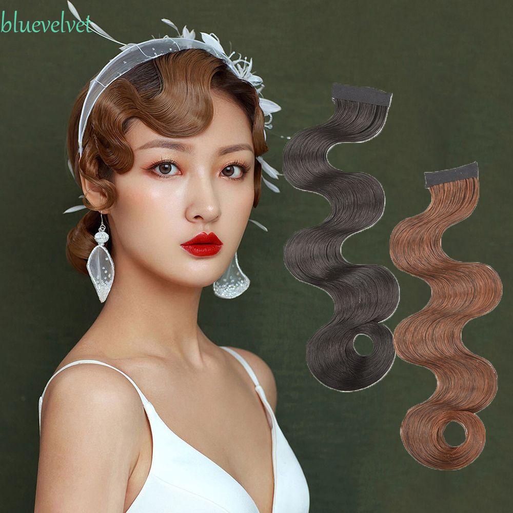 Bluevelvet วิกผมหน้าม้าสังเคราะห์ธรรมชาติ เนื้อแมตต์ หลากสี สไตล์กี่เพ้า เรโทร สําหรับผู้หญิง