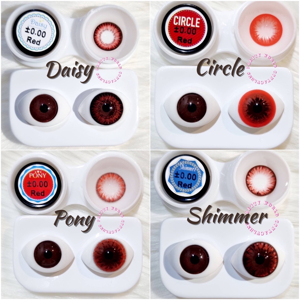 คอนแทคเลนส์ รวม สีแดง สายตาปกติ Red color
